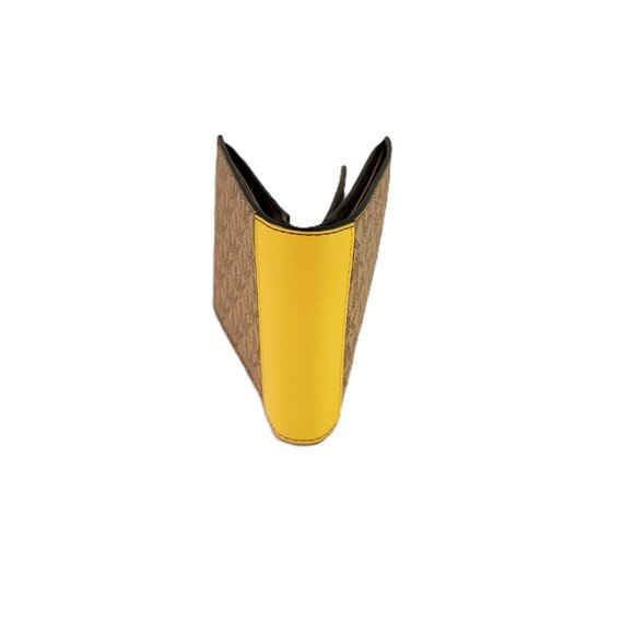 Michael Kors Cooper Billfold Passcase Wallet Bifold Daisy Yellow MK Logo - Picture 2 of 8